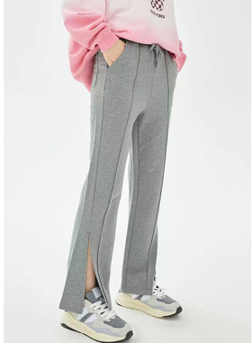 SP系列-灰色开叉休闲高腰垂感阔腿裤P68/P252/P304/P411/P472