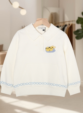 【马】儿童时尚百搭宽松翻领卫衣拼色设计简约甜美洋气休闲MA193