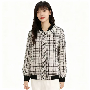 复古格纹气质休闲修身 外套 淑女上衣 显瘦高级感YL999 恋