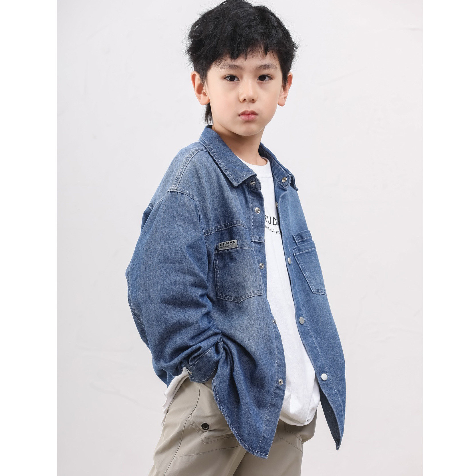 男童晚春初夏款牛仔衬衣男孩新款长袖衬衫春秋装儿童薄外套洋气