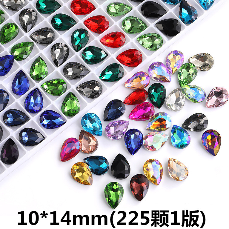 10*14mm尖底水滴钻玻璃珠子镀AB彩水晶钻diy美甲手机贴钻饰品材料