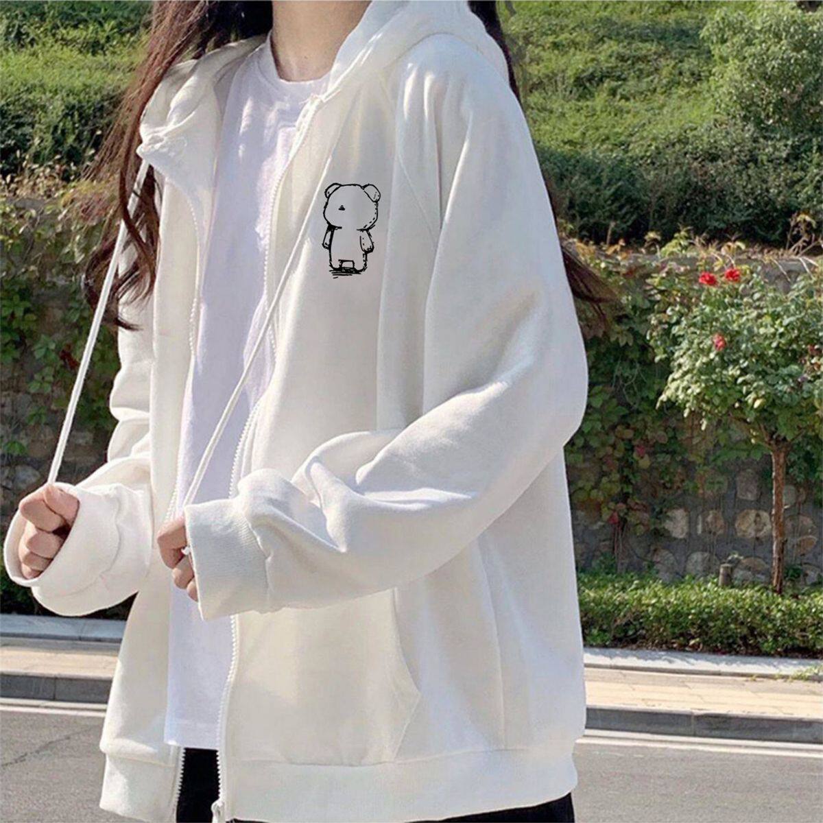 2025新款春秋季韩版宽松学生慵懒风开衫连帽长袖卫衣外套女ins潮