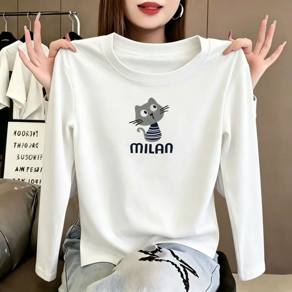 纯棉长袖韩版宽松显瘦女T恤