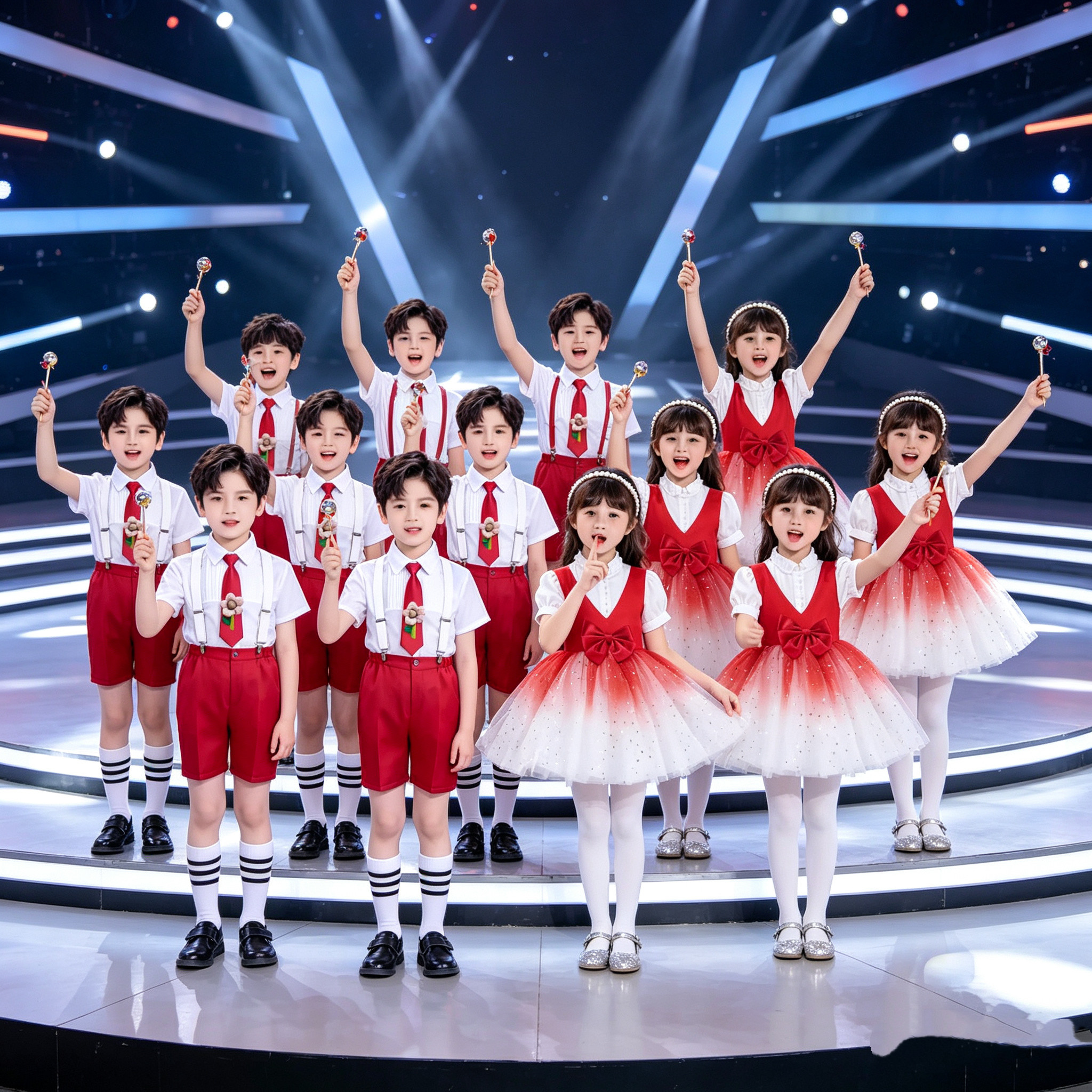 十一儿童演出服小学生大合唱团诗歌朗诵表演服女童幼儿园演出服装