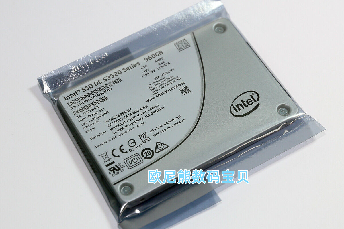 Intel英特尔DC S3520 960G 2.5 SATA SSDSC2BB960G7 固态硬盘R740
