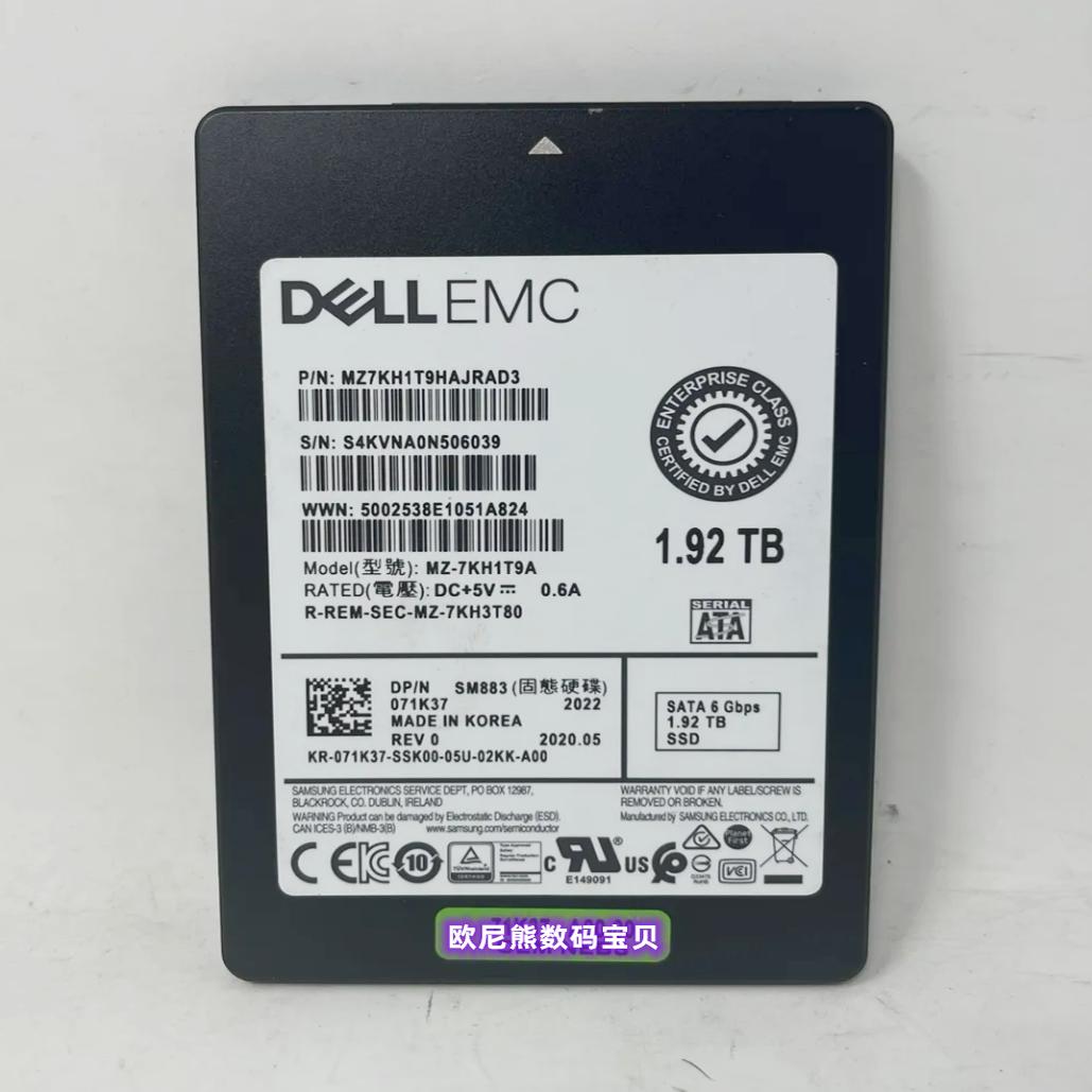 DELL戴尔71K37 SM883 1.92T SATA SSD服务器硬盘混合型MZ-7KH1T9A