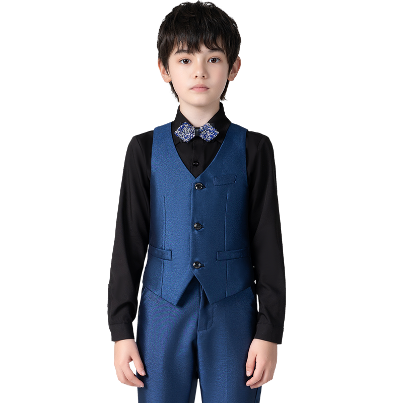 兒童西裝套裝男童走秀鋼琴表演主持人花童禮服中大童加寬大碼西裝