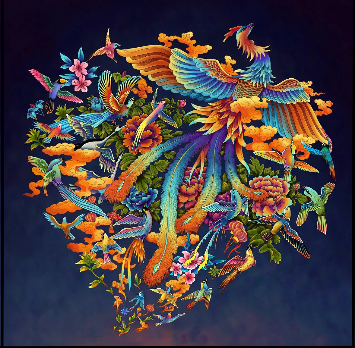 苏绣diy套件初学 新手材料包 凤凰团花 新年结婚礼品 手工刺绣画