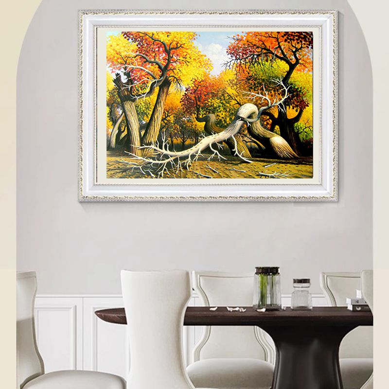 苏绣初学DIY套件 金秋风景 油画满绣 客厅卧室餐厅书房刺绣装饰画图片
