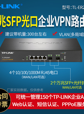 TP-LINK普联 TL-ER2260T 万兆上联企业VPN路由器 带机量300左右 2个万兆SFP+光口4个千兆口 pppoe服务器