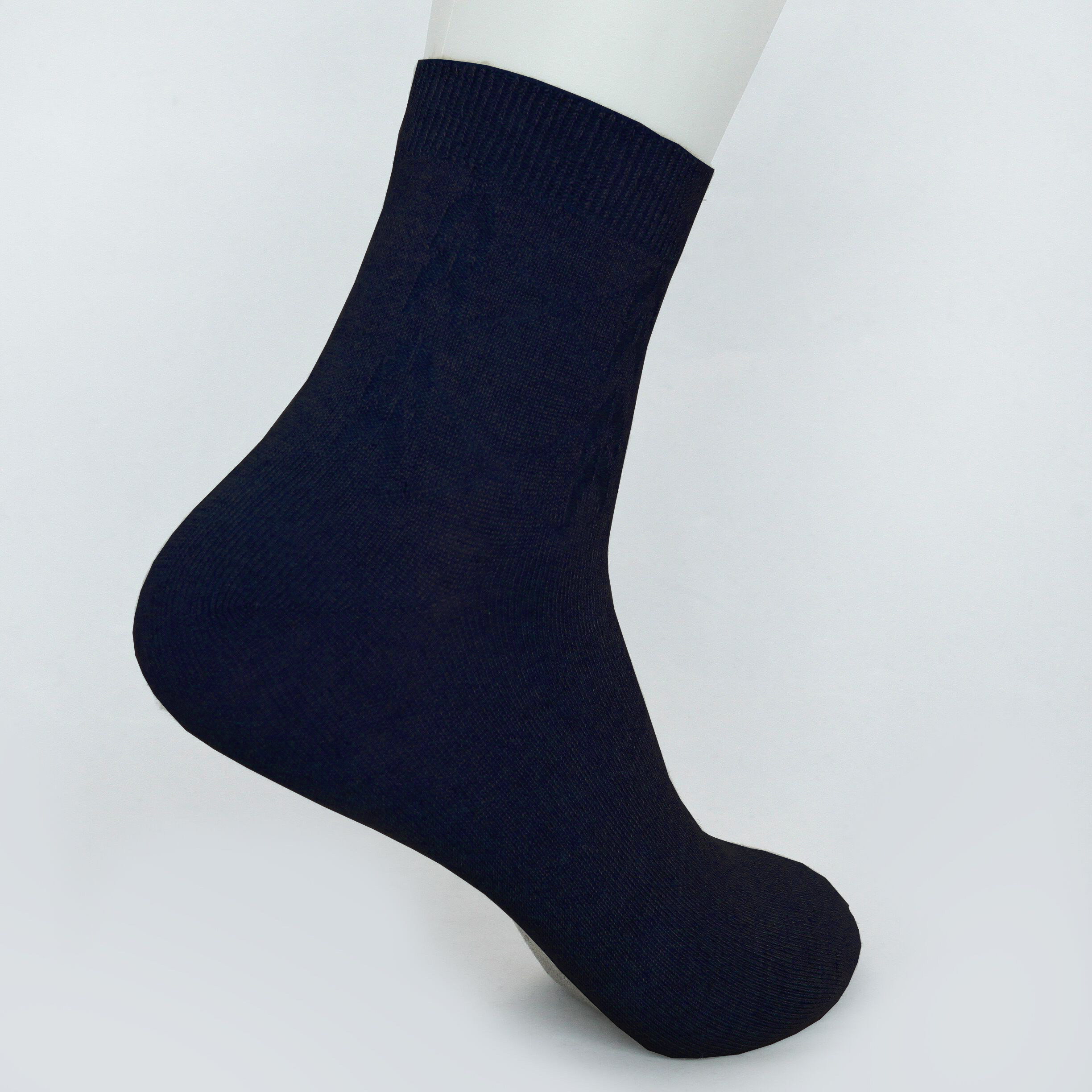 无憾牌防脚臭吸湿透气精致商务藏蓝色亚麻男袜三双装