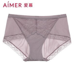 爱慕官方正品女士内裤轻薄柔软蕾丝舒适包臀中腰平角内裤AM231791