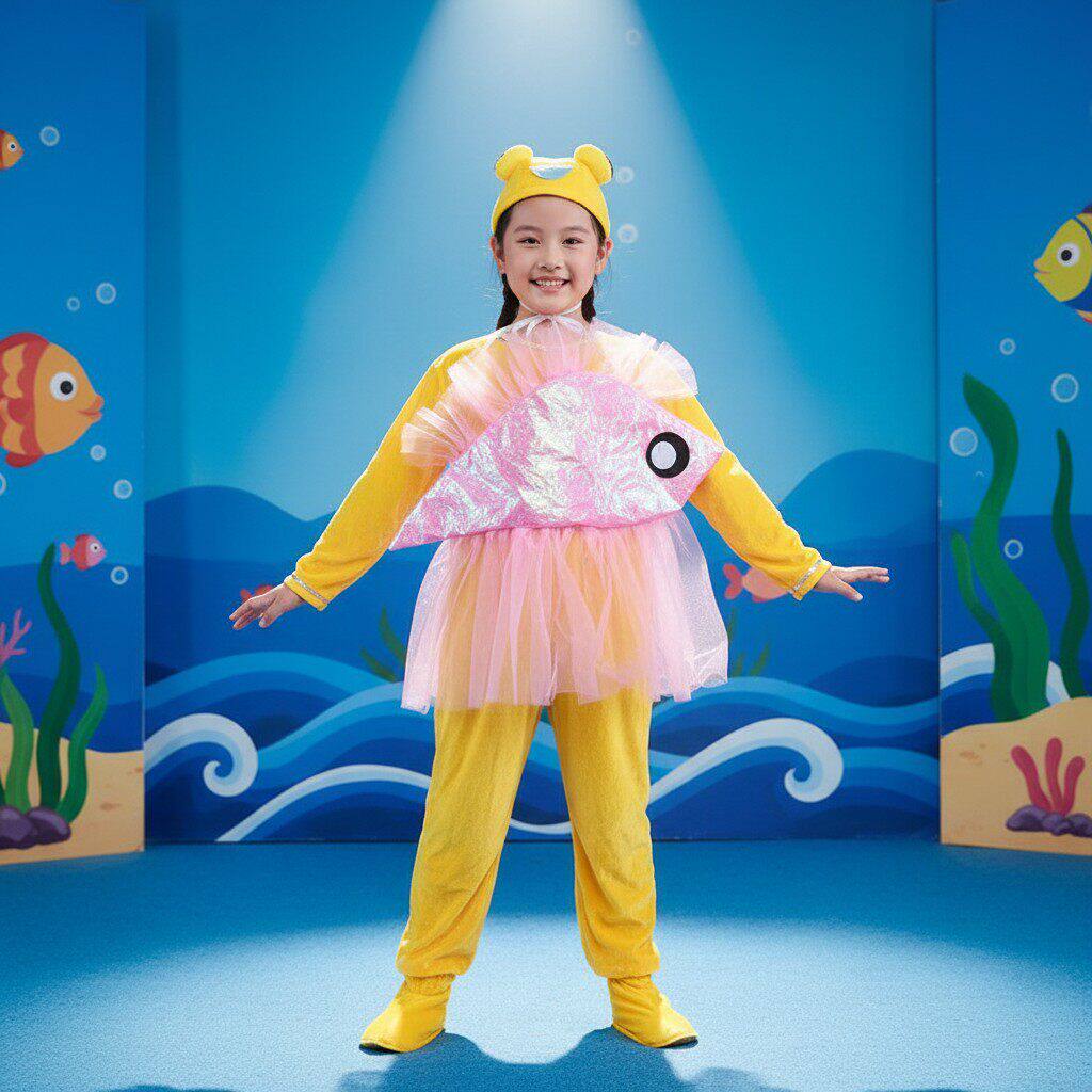 儿童蝴蝶鱼蝶齿鱼卡通表演服装