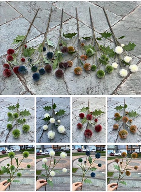 婚庆仿真植物手感绿植7叉葱球绿色毛球婚礼酒店景观软装家居绿植