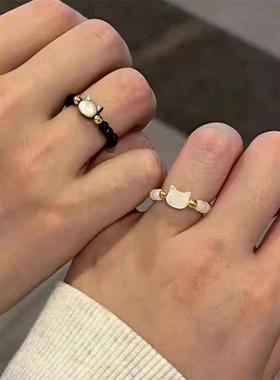 普通金属贝壳猫咪闺蜜戒指ins学生小众高级颜值不掉色女生礼物