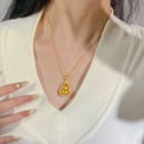 金店同款 古法葫芦项链女精致锁骨链福禄吊坠挂坠沙金仿真黄金镶钻