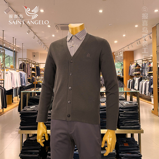 男士开衫针织衫报喜鸟深栗色男装秋装外套毛衣男韩版男款冬季内搭