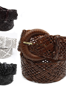 女装春款新款时尚个性透气宽腰带韩版简约装饰连衣裙裤带编织皮带