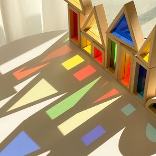 儿童益智蒙氏大块拼装亚克力彩色透光积木宝宝拼搭建造叠叠乐玩具