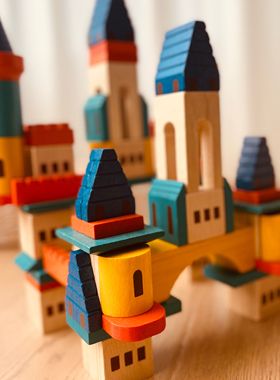 234567周岁儿童大颗粒拼搭拼装城堡积木益智木头玩具男女孩礼物