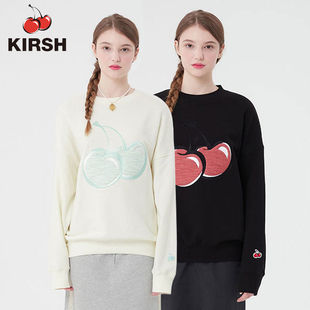 KIRSH樱桃卫衣女纯棉圆领秋冬新款少女可爱外套加绒加厚韩版宽松