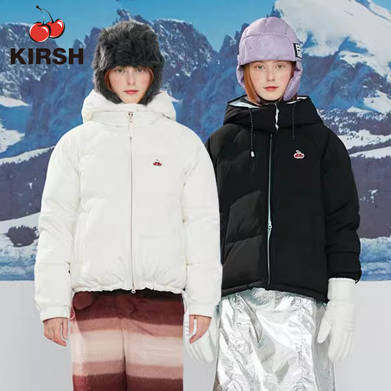 韩国直邮 kirsh樱桃羽绒服女连帽可拆卸双面穿外套短款保暖上衣潮