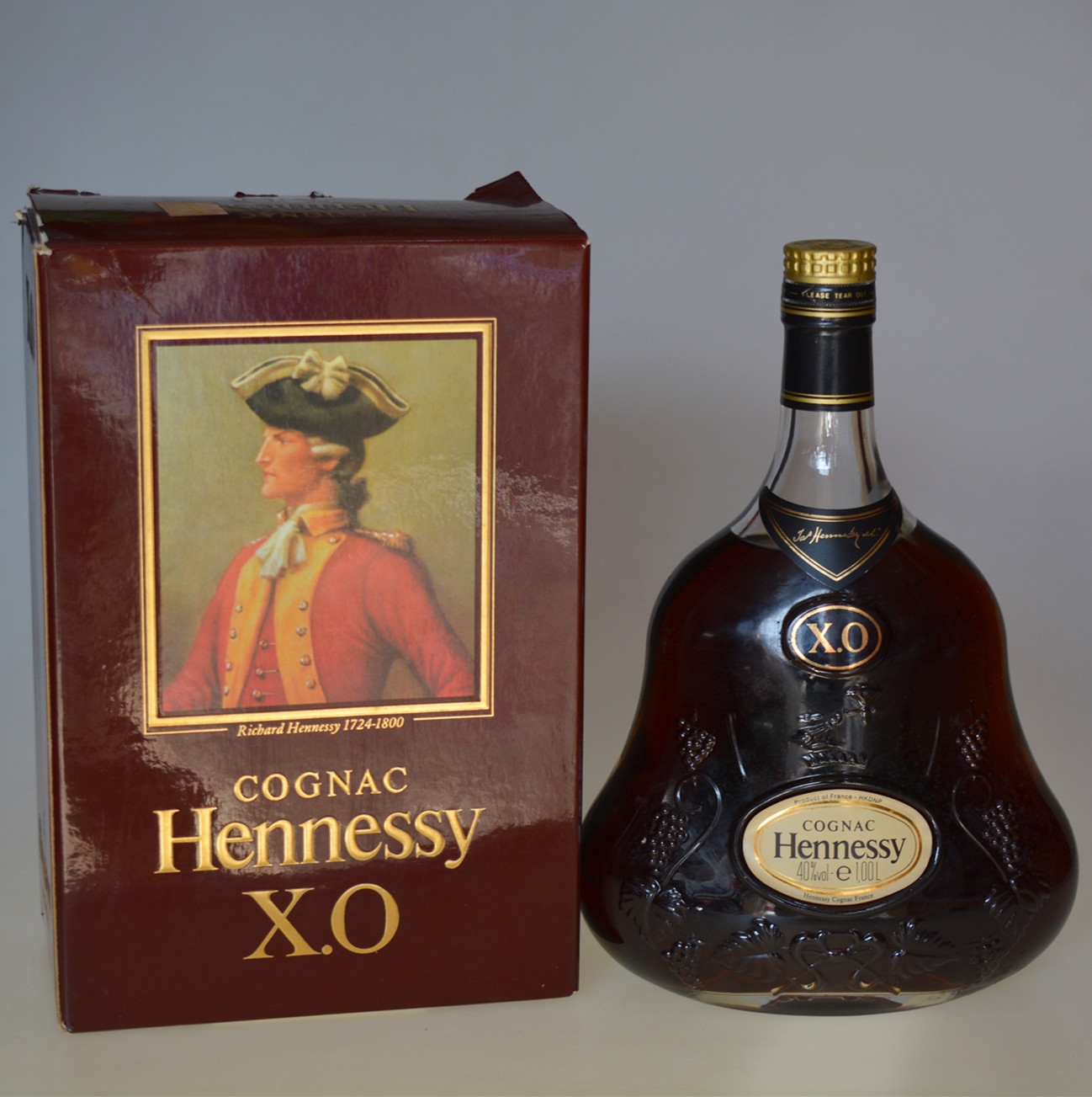 老洋酒收藏90年代初法国hennessy轩尼诗xo干邑白兰地1000ml一升装