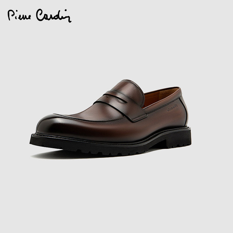 Pierre Cardin/皮尔卡丹男鞋擦色真皮乐福鞋XL轻质鞋底休闲皮鞋