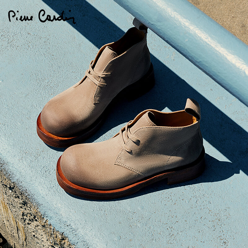 皮尔卡丹牛绒面皮大头马丁靴