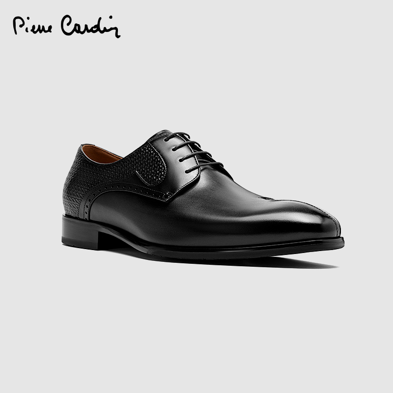 皮尔卡丹胎牛皮德比鞋