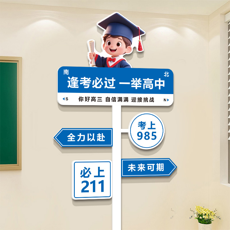 高三搬教室升楼仪式布置励志标语墙贴托管班级辅导机构文化墙装饰