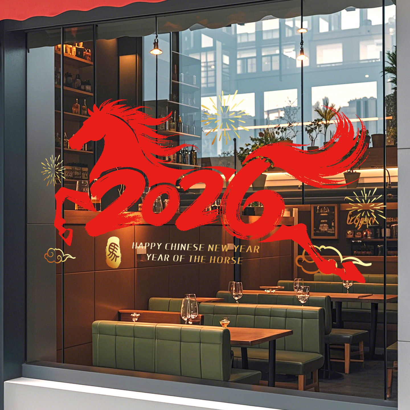 2026新款玻璃贴纸新年装饰橱窗窗贴商场银行贺年窗花马年静电贴画,家居饰品,软装墙贴,淘宝优惠券,粉丝福利购,淘宝优惠卷