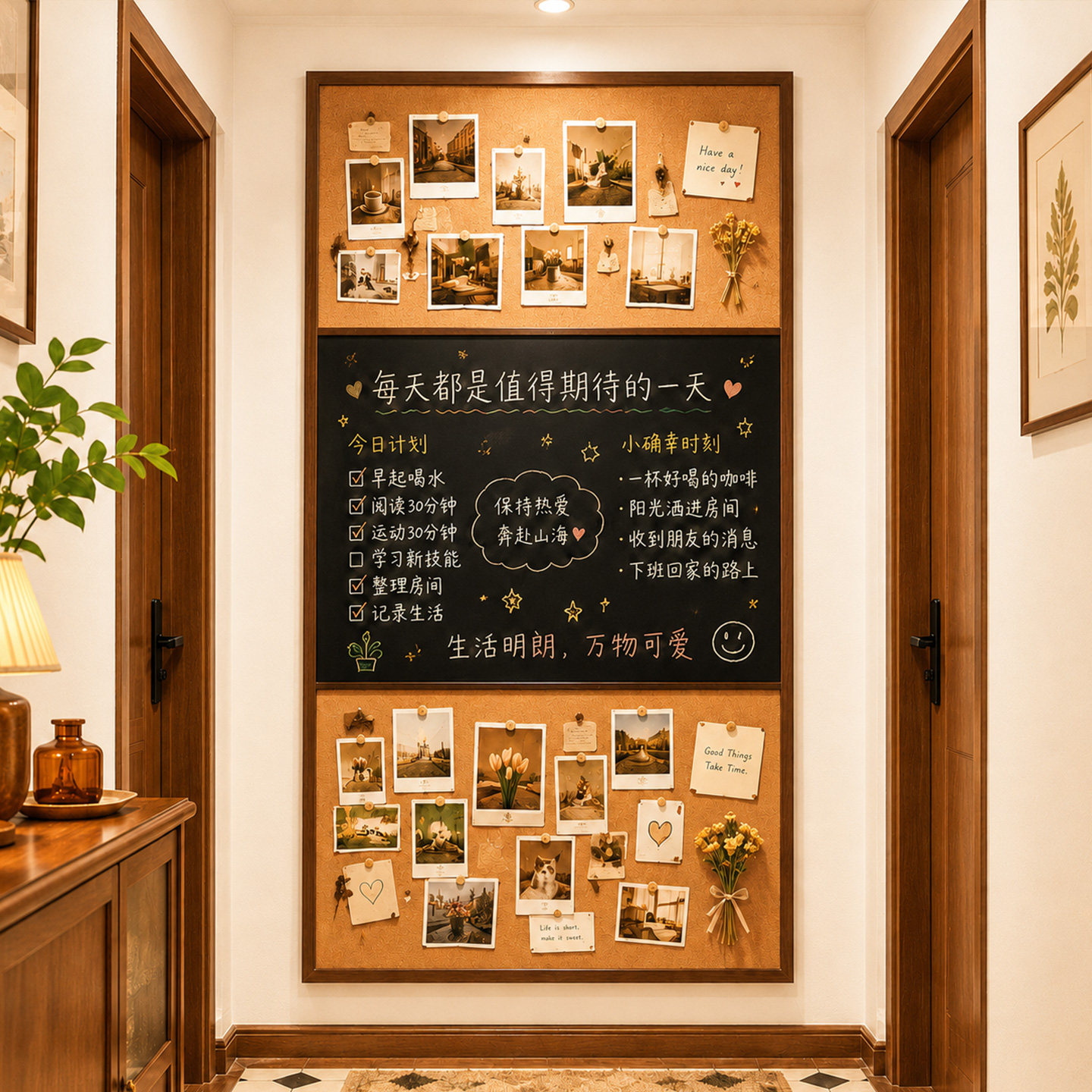 拼豆毛毡板磁吸墙贴组合客厅玄关大白墙面装饰留言板冰箱贴展示板