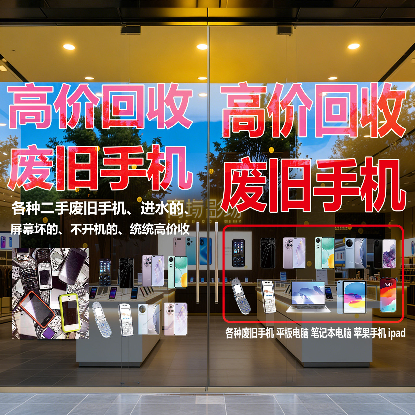 高价回收二手废旧手机广告海报