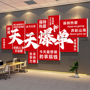 电商销售公司办公室墙面装 饰文化墙贴励志标语企业双十一氛围布置
