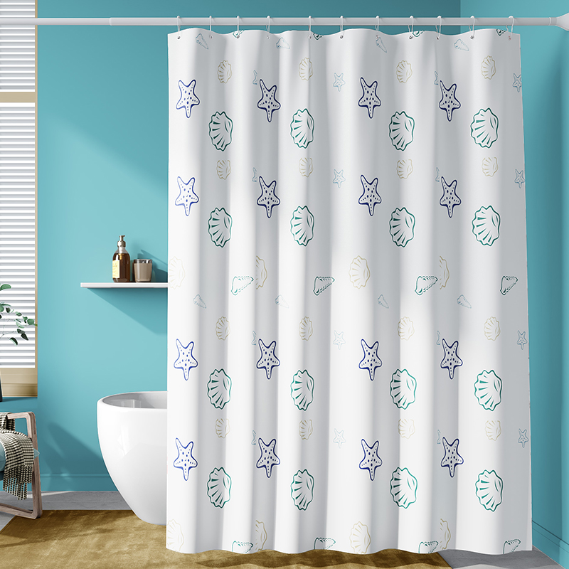 加重金属条 防贴身浴帘 防水 加厚防霉 涤纶布 隔断挂帘浴室帘子