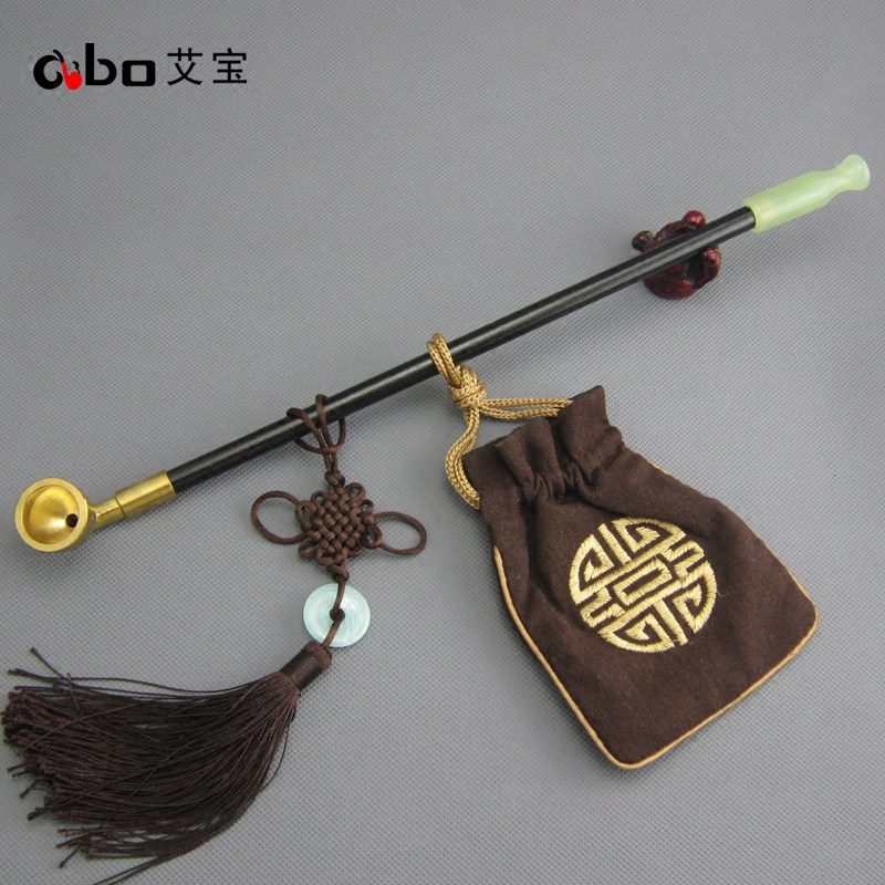 艾宝老式黄铜大号旱烟袋锅子玉石烟嘴实木长烟杆男士复古烟斗烟具