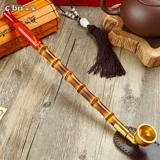 Старомодная латунная длинная бамбуковая агатовая курительная трубка ручной работы, мундштук