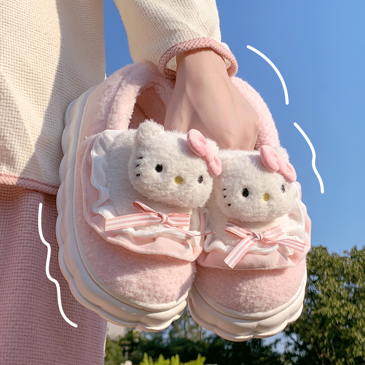 HelloKitty正版授权棉拖鞋女冬季2025新款保暖厚底包跟三丽鸥棉鞋