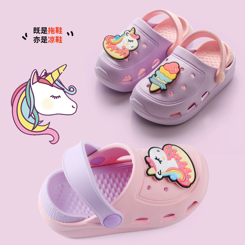 Crocs Trẻ em từ 2 tuổi bé gái dép mùa hè nhà trong nhà trượt trẻ em ngoài dép mòn và dép dép