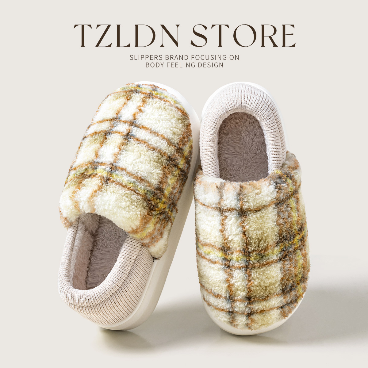 格子棉鞋保暖外穿防滑包跟棉鞋