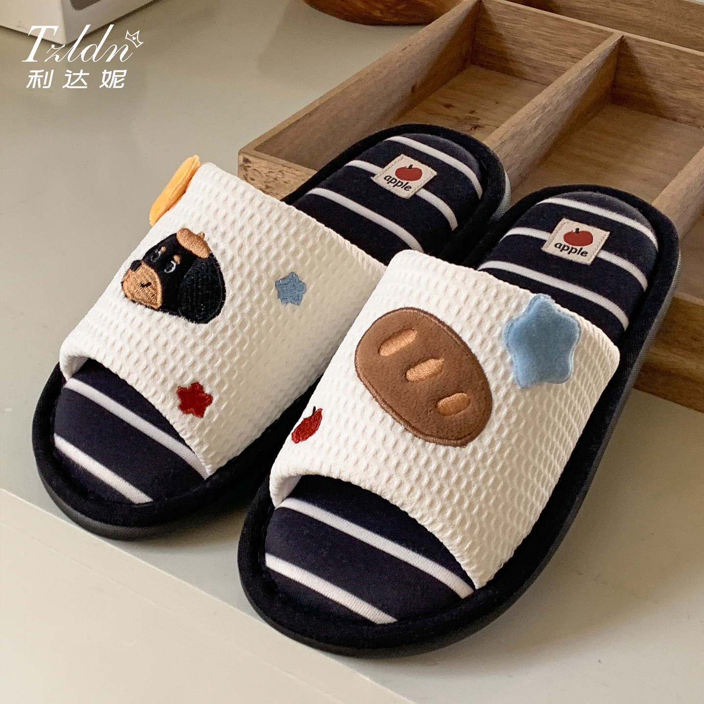 利达妮四季拖鞋女款2026新款夏季室内居家卡通吸汗防滑布拖鞋男士