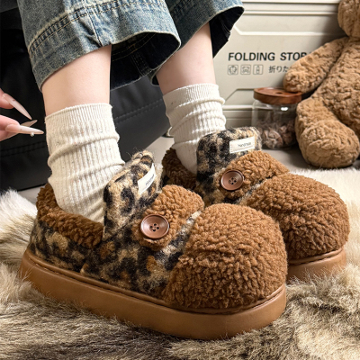 包跟棉拖鞋女款冬季外穿厚底毛绒
