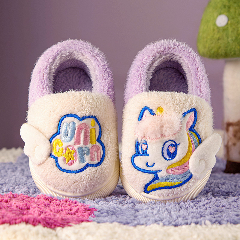 独角兽儿童棉拖鞋冬季女孩拖鞋