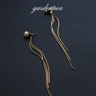 gardenpea蛇骨流苏金线显脸小耳钉女珍珠简约风ins秀气多戴法耳饰