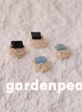 gardenpea原创手作天然石海蓝石黑碧玺耳饰女简约高级感耳钉耳夹
