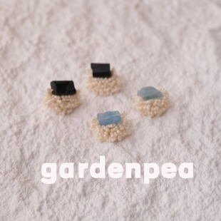 gardenpea原创手作天然石海蓝石黑碧玺耳饰女简约高级感耳钉耳夹