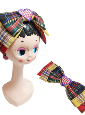 HEIHEI 格子风 混搭 拼接 爱心 发夹  原创设计PF16贰