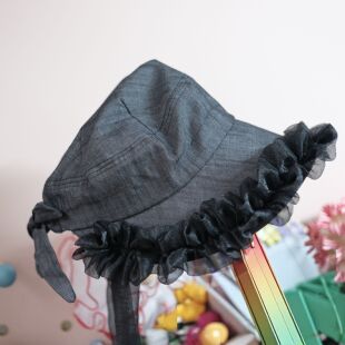 日系复古花边y2k辣妹可爱 黑色牛仔 时髦高-级