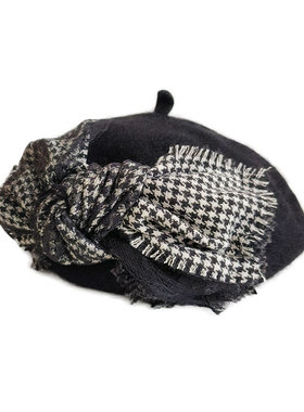 秋冬 毛呢 贝雷帽 大蝴蝶结  蕾丝 经典  小众 小香  原创NA2